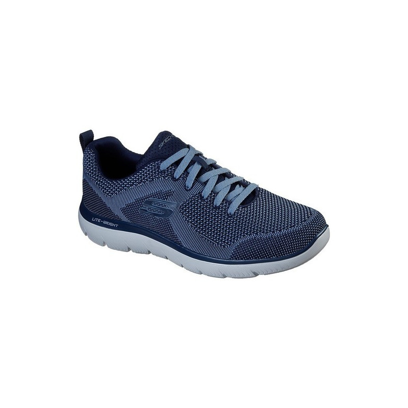 Skechers 232057 azul - Zapatillas de hombre de cordones en tela jaspeada con plantilla memory gel