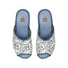 Zapatillas de casa para mujer con dibujo de flores estampado en azul marino