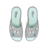 Zapatillas de estar en casa con bordado de mariposas en tela muy fresca de color azul
