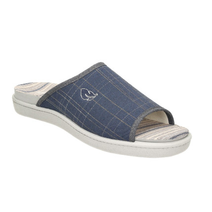 Zapatillas para casa con plantillas plumaflex para hombre con empeine de tela en azul tejano