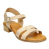 Sandalias con tacon bajo en piel, pulsera en el tobillo, color beige