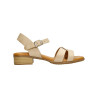 Sandalias con tacon bajo en piel, pulsera en el tobillo, color beige