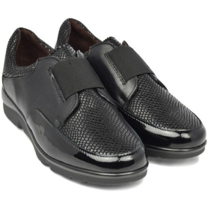 Pitillos 1604 negro - Zapatos con un elástico central con piel grabada