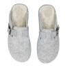 Zapatillas de casa para mujer de paño de color gris con hebilla lateral, muy calientes y mullidas