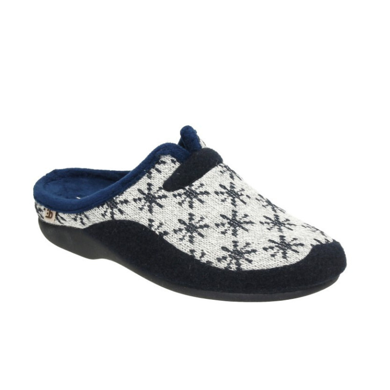 Zapatillas sin talon para casa con plantilla extraíble en paño azul marino