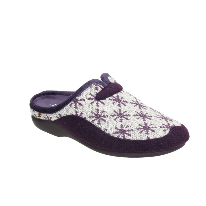 Zapatillas sin talon para casa con plantilla extraíble en paño morado