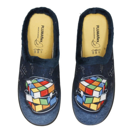 Zapatillas para casa con sistema plumaflex de comodidad con dibujo de cubo de Rubik